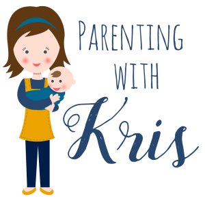 Logo for Parenting with Kris website- a cartoon image of woman holding a child.